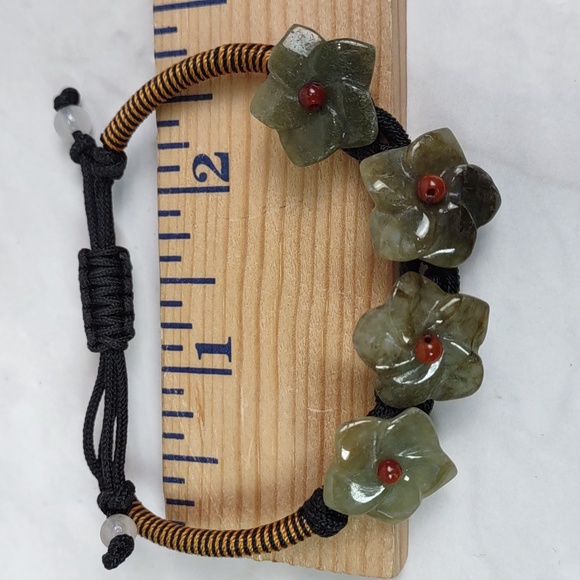 Artisan Crafted Adjustable Jade Flowers Bracelet - Picture 5 of 5